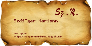 Száger Mariann névjegykártya