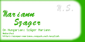 mariann szager business card