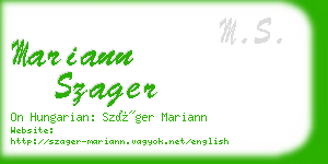 mariann szager business card